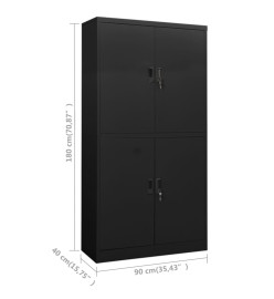 Armoire de bureau Anthracite 90x40x180 cm Acier