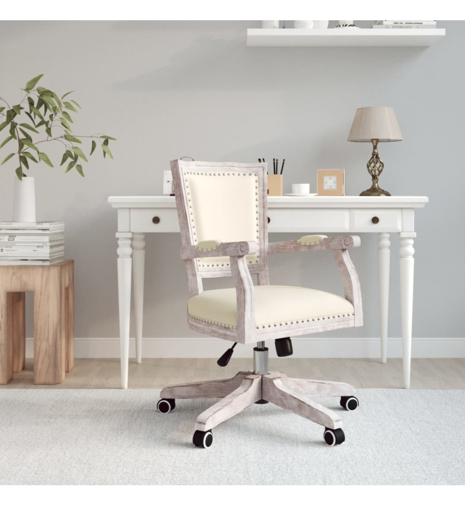 Chaise pivotante de bureau beige lin