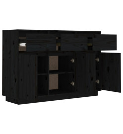 Buffet Noir 110x34x75 cm Bois massif de pin