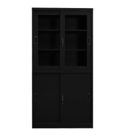 Armoire de bureau avec porte coulissante Noir 90x40x180cm Acier