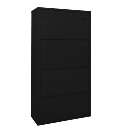 Armoire de bureau avec porte coulissante Noir 90x40x180cm Acier