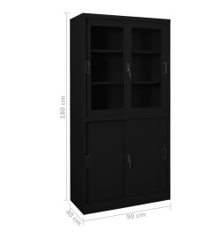 Armoire de bureau avec porte coulissante Noir 90x40x180cm Acier