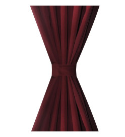 2 pcs Rideau à Passant Micro Satin Bordeaux 140 x 225 cm