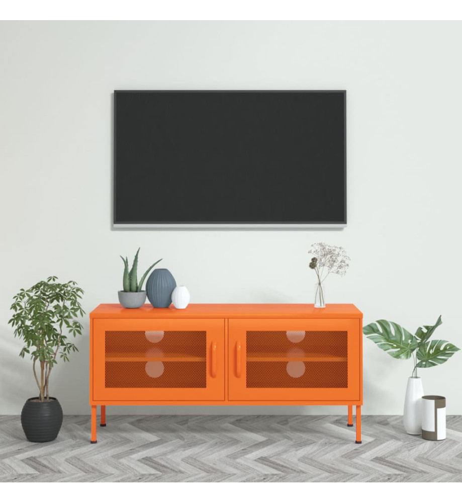 Meuble TV Orange 105x35x50 cm Acier