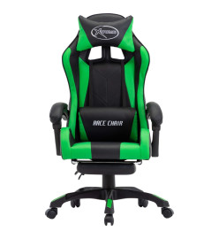 Fauteuil de jeux vidéo avec repose-pied Vert et noir Similicuir