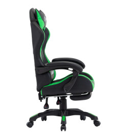 Fauteuil de jeux vidéo avec repose-pied Vert et noir Similicuir