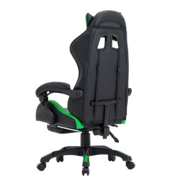 Fauteuil de jeux vidéo avec repose-pied Vert et noir Similicuir