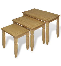 Ensemble de tables gigognes 3 pièces Gamme Corona Pin mexicain