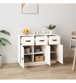 Buffet Blanc 100x40x75 cm Bois massif de pin