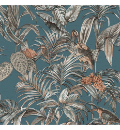 DUTCH WALLCOVERINGS Papier peint Bird-of-Paradise Bleu