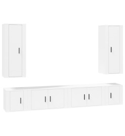 Ensemble de meubles TV 6 pcs Blanc Bois d'ingénierie