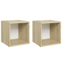 Meubles TV 2 pcs Blanc et chêne sonoma 37x35x37 cm Aggloméré