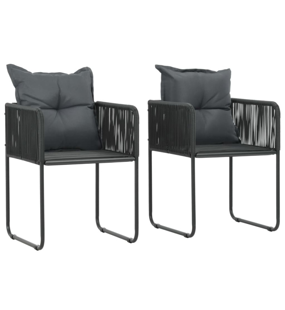 Chaises d'extérieur 2 pcs avec oreillers Résine tressée Noir Chaises d'extérieur 2 pcs avec oreillers Résine tressée Noir
