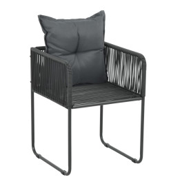 Chaises d'extérieur 2 pcs avec oreillers Résine tressée Noir