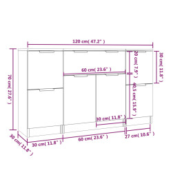 Buffets 3 pcs Chêne fumé Bois d'ingénierie