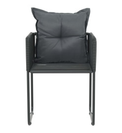 Chaises d'extérieur 2 pcs avec oreillers Résine tressée Noir