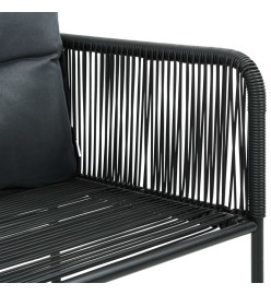Chaises d'extérieur 2 pcs avec oreillers Résine tressée Noir