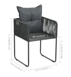 Chaises d'extérieur 2 pcs avec oreillers Résine tressée Noir