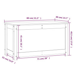 Boîte de rangement Blanc 80x40x45,5 cm Bois massif de pin