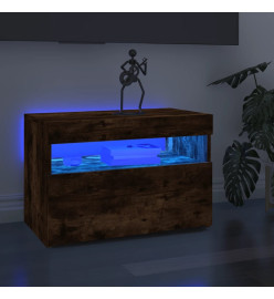 Meuble TV avec lumières LED Chêne fumé 60x35x40 cm