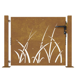 Portail de jardin 105x105 cm acier corten conception d'herbe