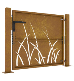 Portail de jardin 105x105 cm acier corten conception d'herbe