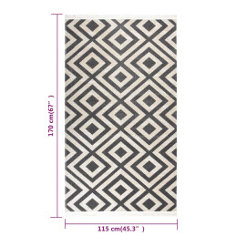 Tapis à tissage plat d'extérieur 115x170 cm Noir et beige clair