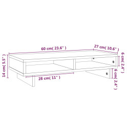 Support de moniteur Noir 60x27x14 cm Bois de pin solide