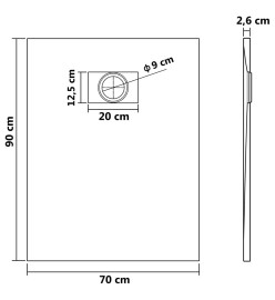 Receveur de douche SMC Gris 90x70 cm