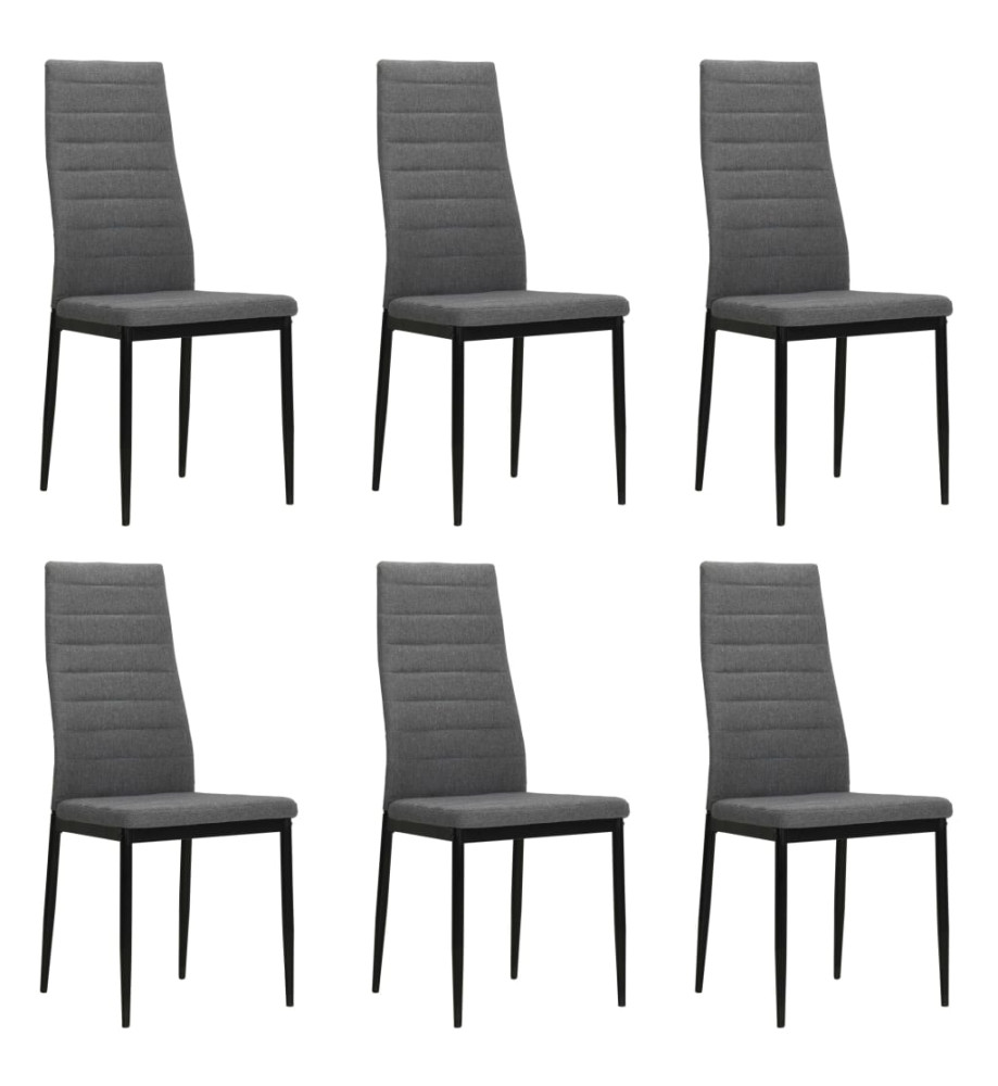 Chaises à manger lot de 6 gris clair tissu