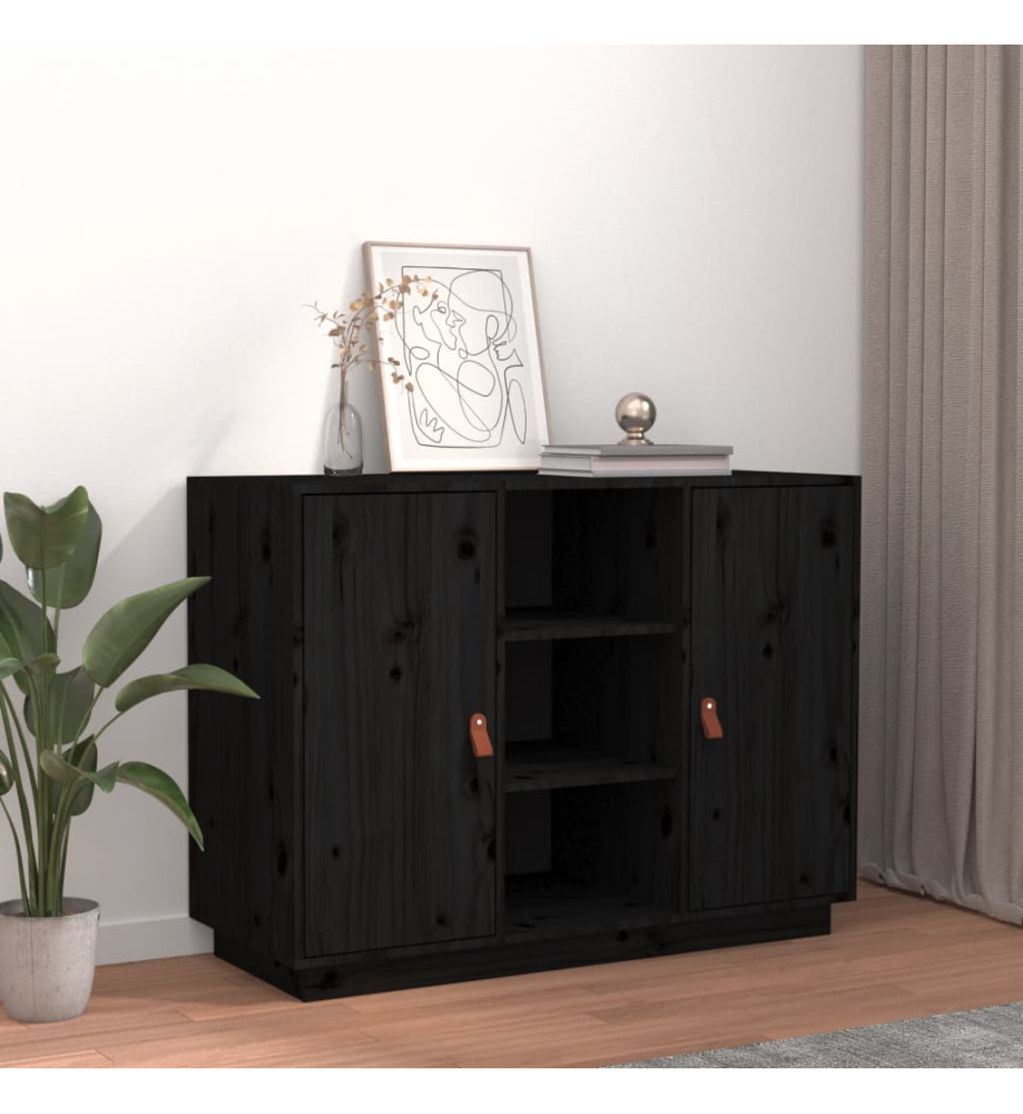 Buffet Noir 100x40x75 cm Bois massif de pin