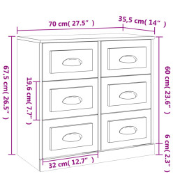 Buffet noir 70x35,5x67,5 cm bois d'ingénierie