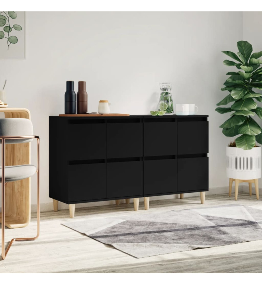 Buffets 2 pcs noir 60x35x70 cm bois d'ingénierie