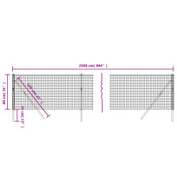 Clôture en treillis métallique anthracite 0,8x25 m