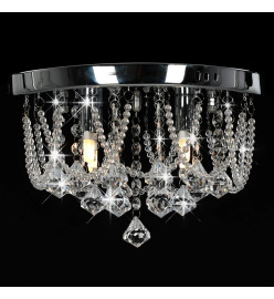 Plafonnier avec perles de cristal Argenté Rond 4 ampoules G9