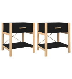 Tables de chevet 2 pcs Noir 42x38x45 cm Bois d’ingénierie