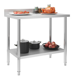 Table de travail de cuisine avec dosseret 100x60x93 cm Inox