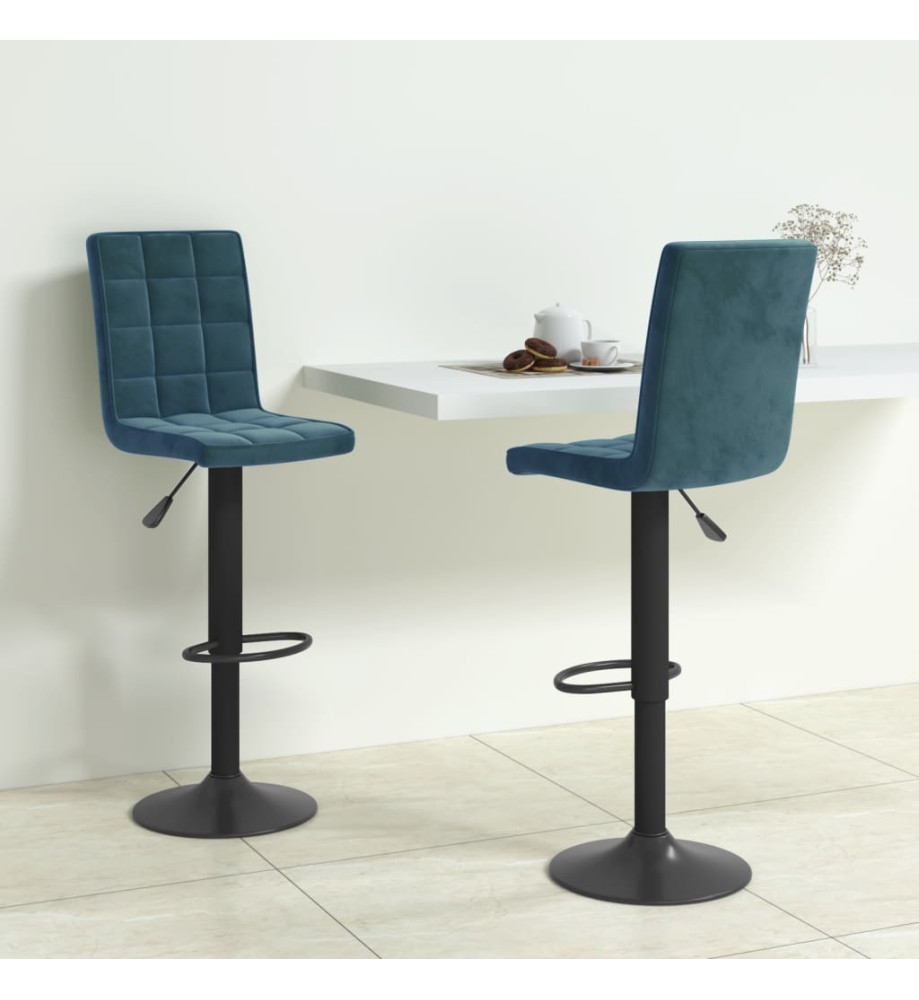 Tabourets de bar lot de 2 bleu velours