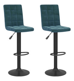 Tabourets de bar lot de 2 bleu velours