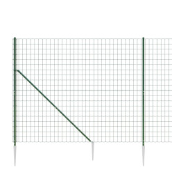 Clôture en treillis métallique et piquet d'ancrage vert 2,2x25m