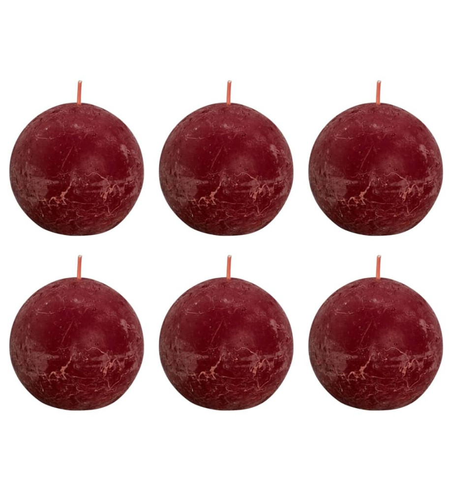 Bolsius Bougies boule rustiques Shine 6 pcs 76x71 mm Rouge velours