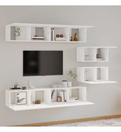 Ensemble de meubles TV 6 pcs Blanc Bois d'ingénierie