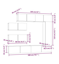 Ensemble de meubles TV 7 pcs Blanc Bois d'ingénierie