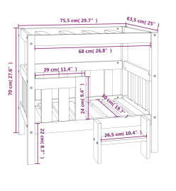 Lit pour chien Gris 75,5x63,5x70 cm Bois de pin solide