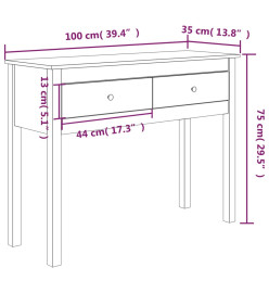 Table console Gris 100x35x75 cm Bois massif de pin