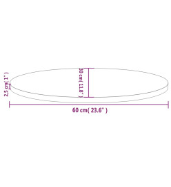 Dessus de table blanc 60x30x2,5 cm bois de pin massif ovale