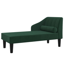 Chaise longue avec traversin vert foncé tissu