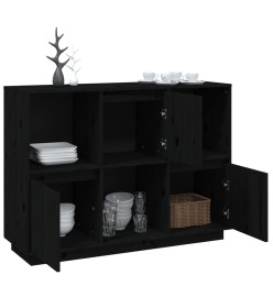 Buffet Noir 110,5x35x80 cm Bois massif de pin