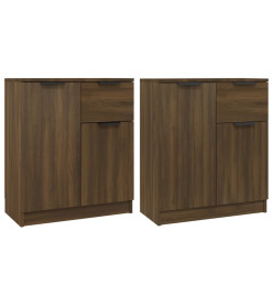 Buffets 2 pcs Chêne marron 60x30x70 cm Bois d'ingénierie