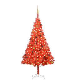 Arbre de Noël artificiel avec LED et boules Rouge 240 cm PVC